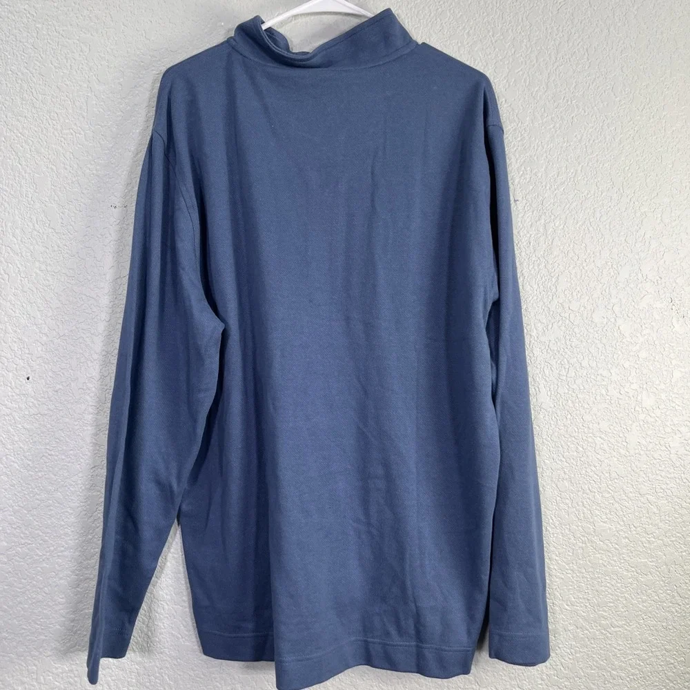 Geoffrey Beene Mens XL 1/4 Zip Pullover Sweater Blue Textured Knit Slim Fit Golf